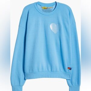 Aviator Nation glitter heart Blue Sweatshirt XL
